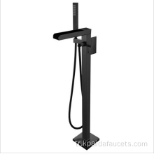 Fırçalı nikel üst düzey ve zemin ayakta küvet musluğu el tipi duş, zarif bağımsız küvet musluk küveti dolgu